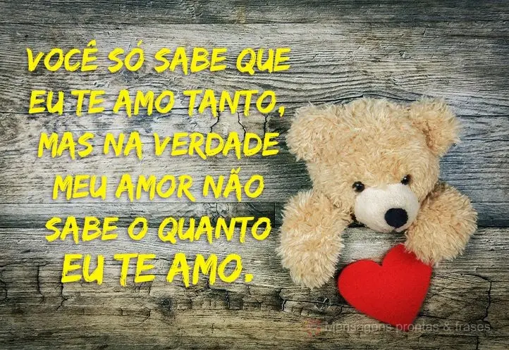 Você só sabe que eu te amo tanto, mas na verdade meu amor não sabe o quanto.