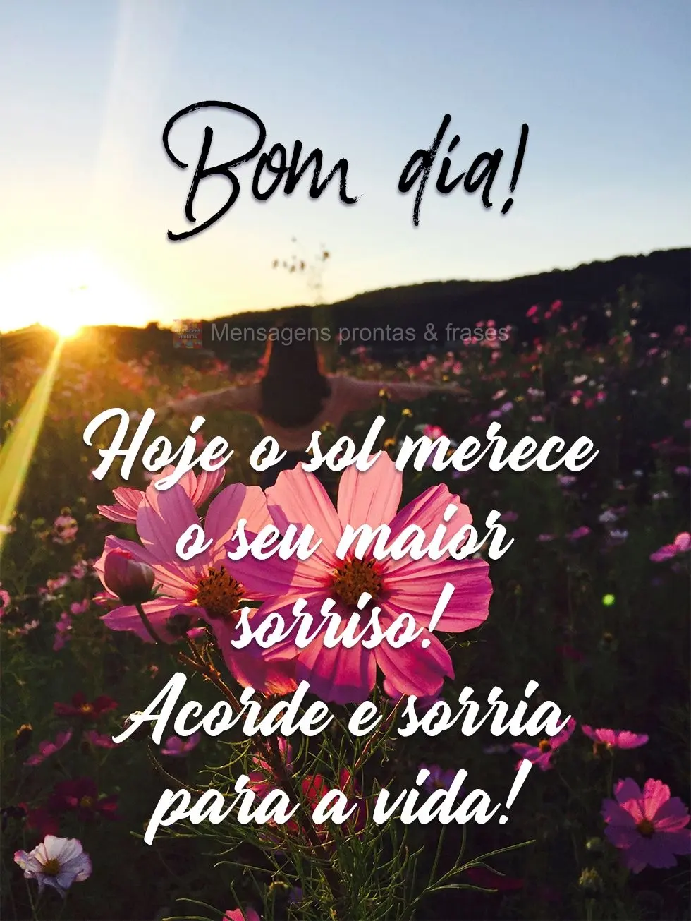 Hoje o sol merece o seu maior sorriso! Acorde e sorria para a vida! Bom dia!