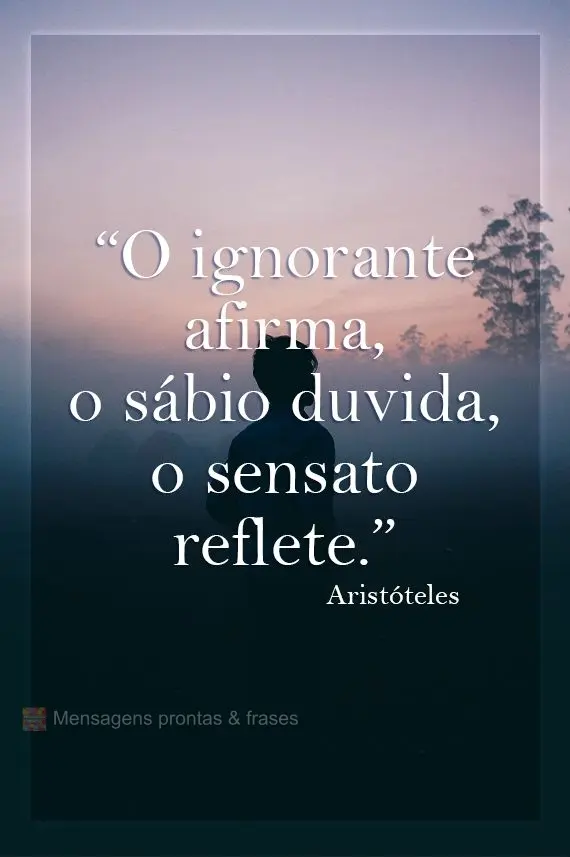 O ignorante afirma, o sábio duvida, o sensato reflete. Aristóteles