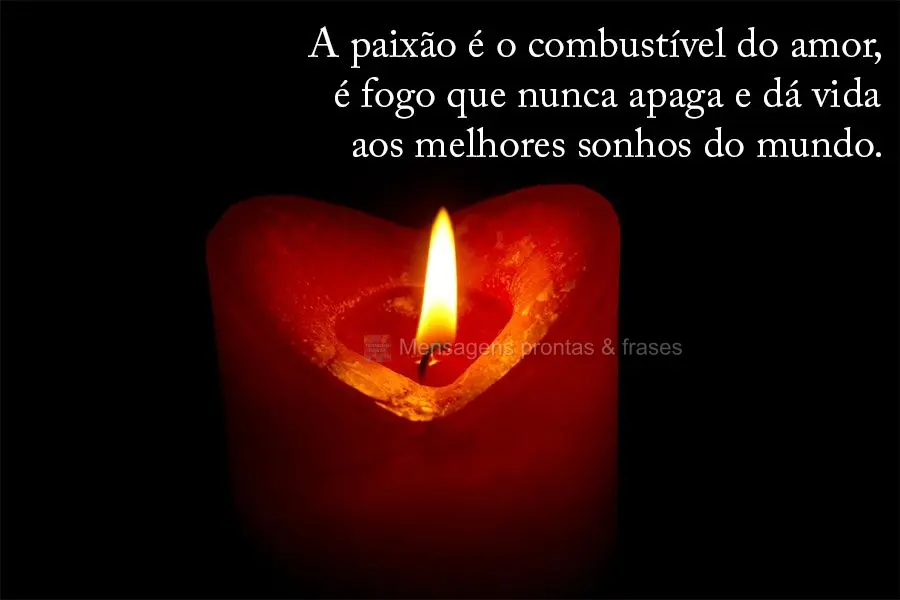 A paixão é o combustível do amor, é fogo que nunca apaga e dá vida aos melhores sonhos do mundo.