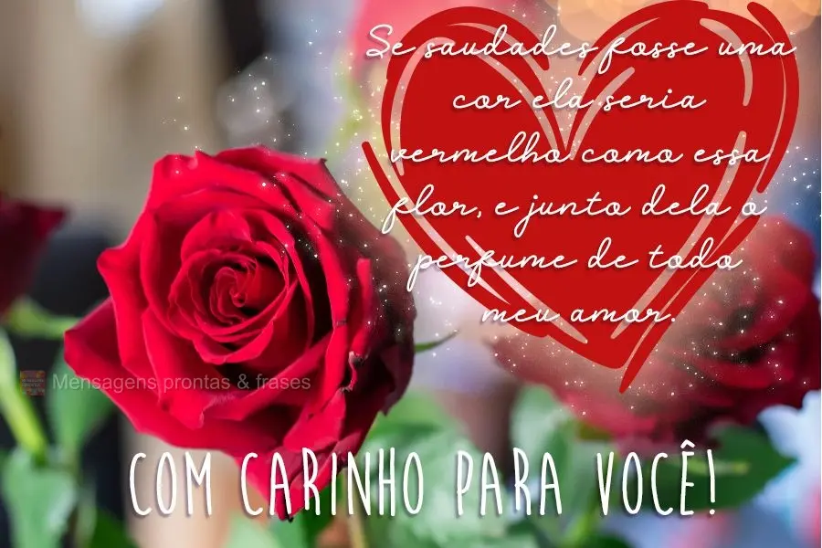 Se saudade fosse uma cor ela seria vermelha como essa flor, e junto dela o perfume de todo meu amor.  Com carinho para você!