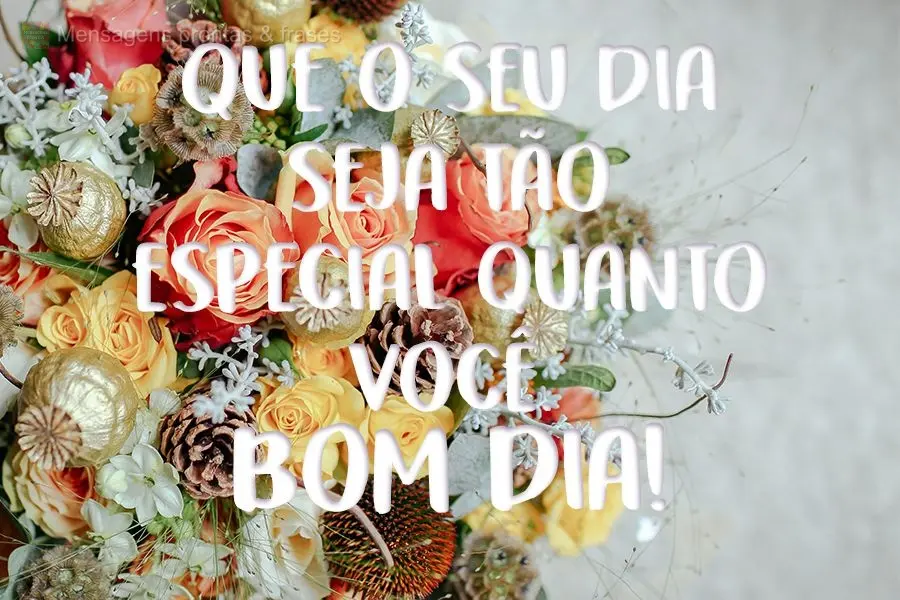 Que o seu dia seja tão especial quanto você.  Bom Dia!