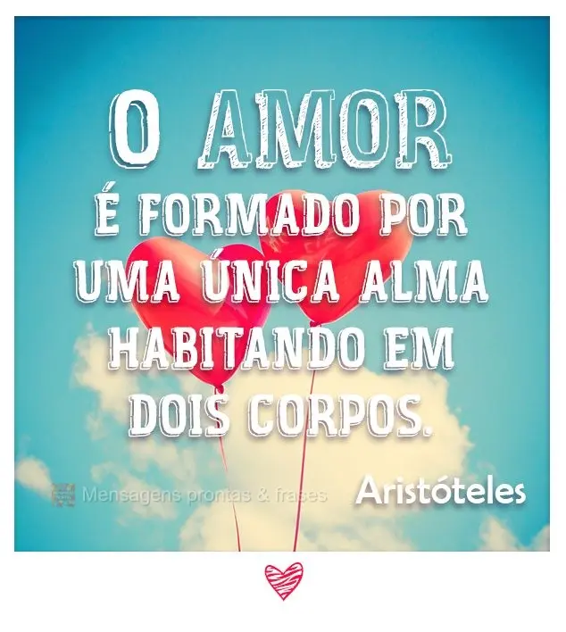 O amor é formado por uma única alma habitando em dois corpos. 
 Aristóteles