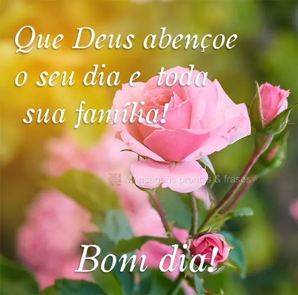 Que Deus abençoe o seu dia e  toda a sua família!  Bom dia!