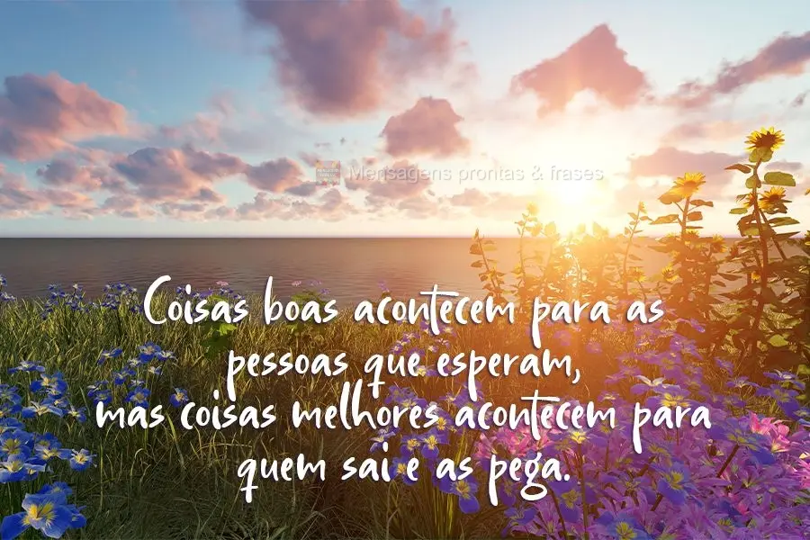 Coisas boas acontecem para as pessoas que esperam, mas coisas melhores acontecem para quem sai e as pega.
