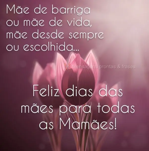 Mãe de barriga ou mãe de vida, mãe desde sempre ou escolhida...Feliz dias das mães para todas as mamães!
