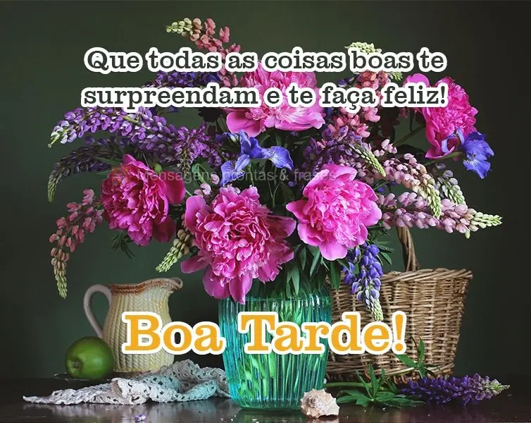 Que todas as coisas boas te surpreendam e te façam feliz!  Boa Tarde!