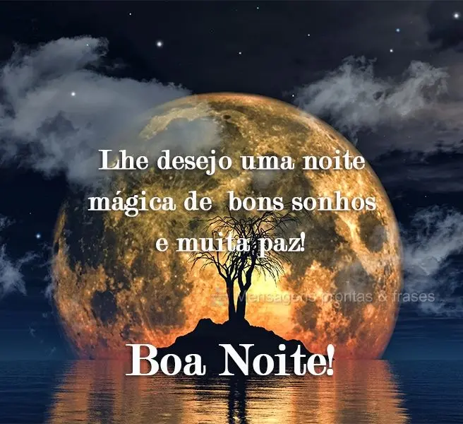 Lhe desejo uma noite mágica de  bons sonhos e muita paz! 
 Boa Noite!