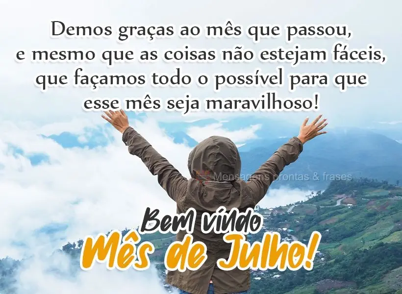 Demos graças ao mês que passou, e mesmo que as coisas não estejam fáceis, que façamos todo o possível para que esse mês seja maravilhoso! 
 Bem v...