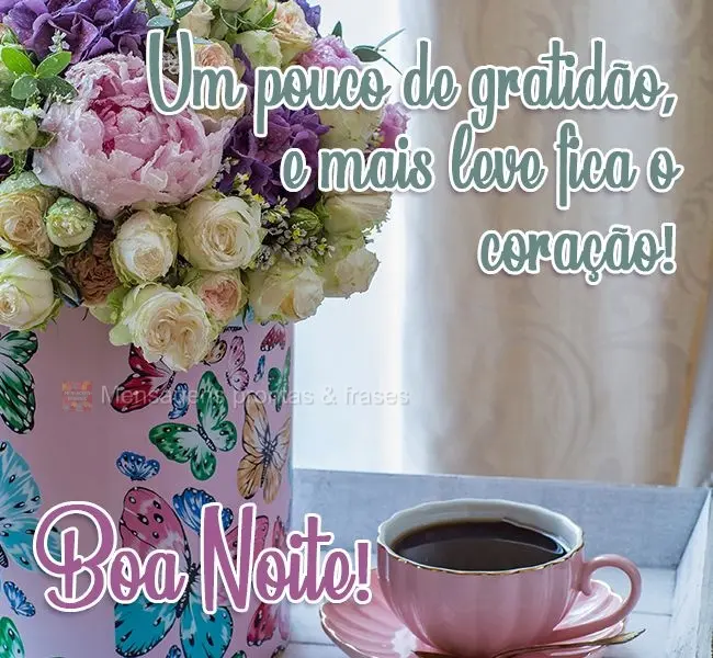 Um pouco de gratidão, e mais leve fica o coração! 
 Boa Noite!