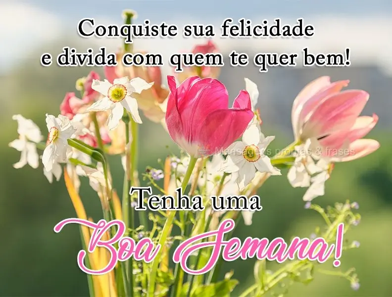 Conquiste sua felicidade e divida com quem te quer bem!
  Tenha uma Boa Semana!