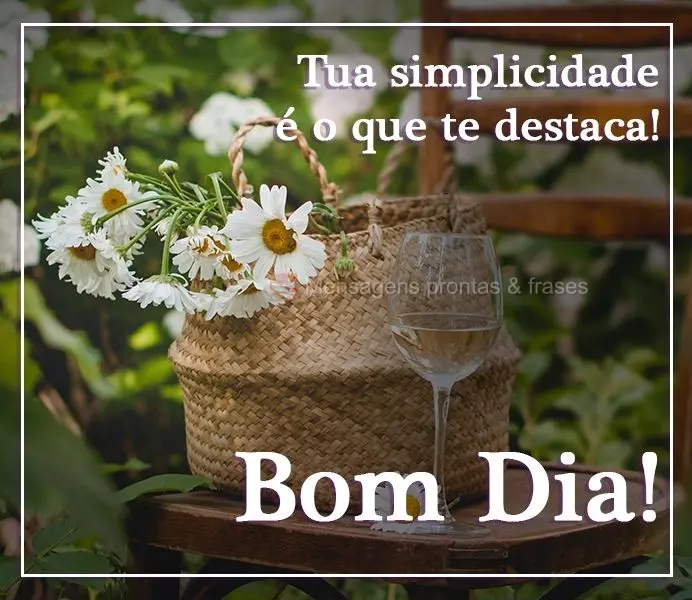 Tua simplicidade é o que te destaca! 
 Bom Dia!