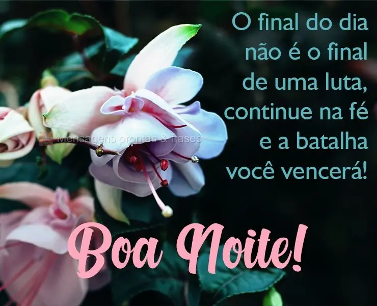 O final do dia não é o final de um luta, continue na fé e a batalha você vencerá!  Boa Noite!