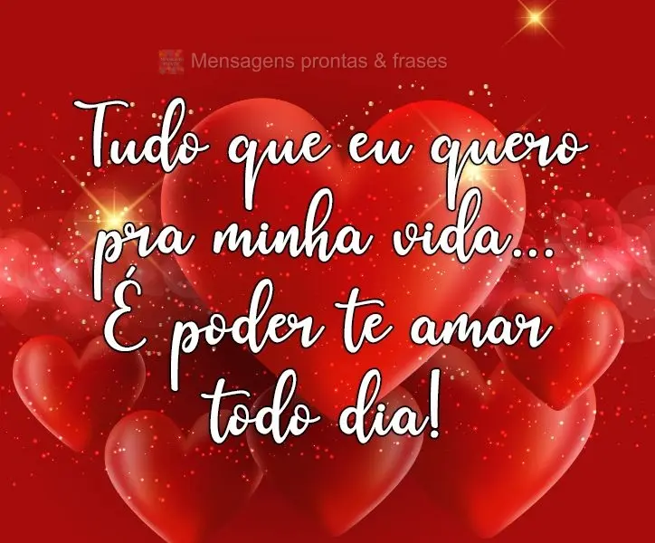 Tudo que eu quero pra minha vida...É poder te amar todo dia!
