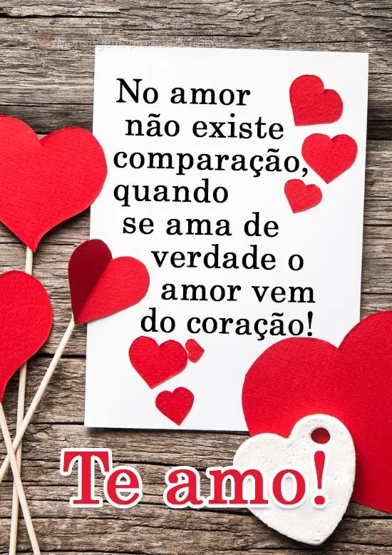 No amor não existe comparação, quando se ama de verdade o amor vem do coração! 
 Te amo!