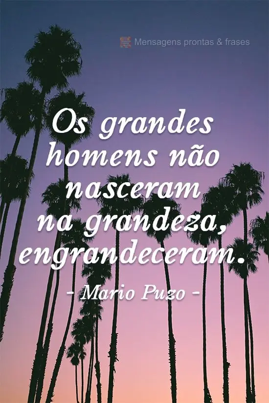 Os grandes homens não nasceram na grandeza, engrandeceram. 
 Mario Puzo