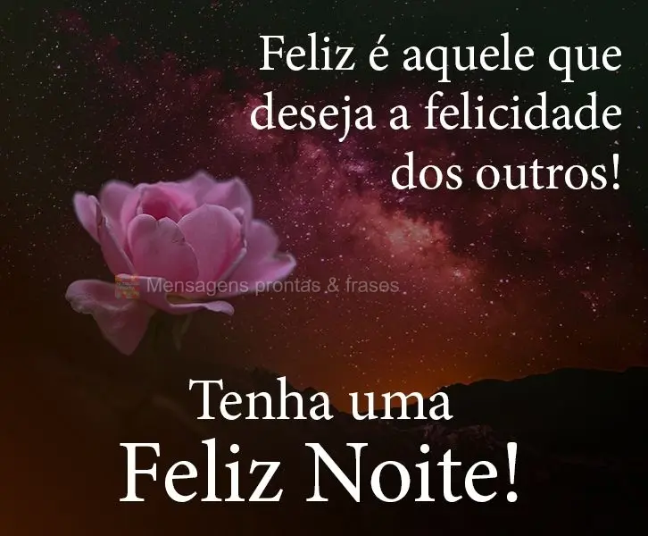 Feliz é aquele que deseja a felicidade dos outros! 
 Tenha uma Feliz Noite!