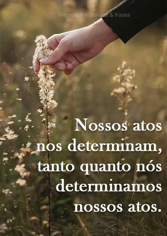 "Nossos atos nos determinam, tanto quanto nós determinamos nossos atos." Autor Desconhecido