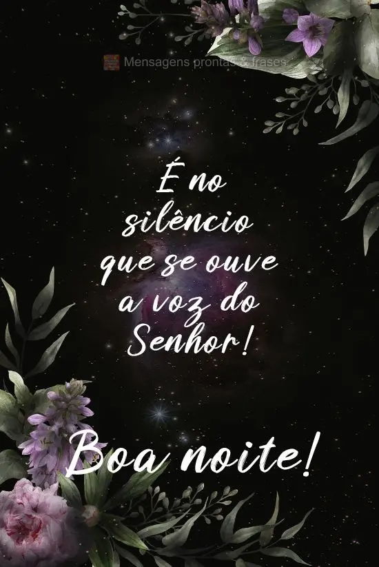 É no silêncio que se ouve a voz do Senhor!  Boa noite!