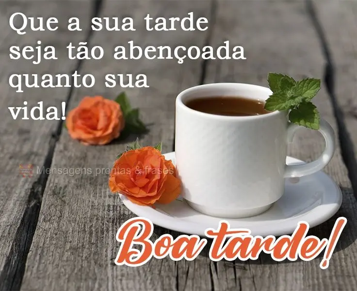 Que a sua tarde seja tão abençoada quanto sua vida!  Boa tarde! 