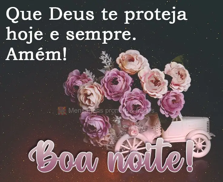 Que Deus te proteja hoje e sempre. Amém! 
 Boa noite!