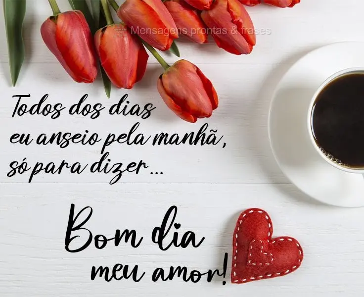 Todos dos dias eu anseio pela manhã, só para dizer...  Bom dia meu amor!