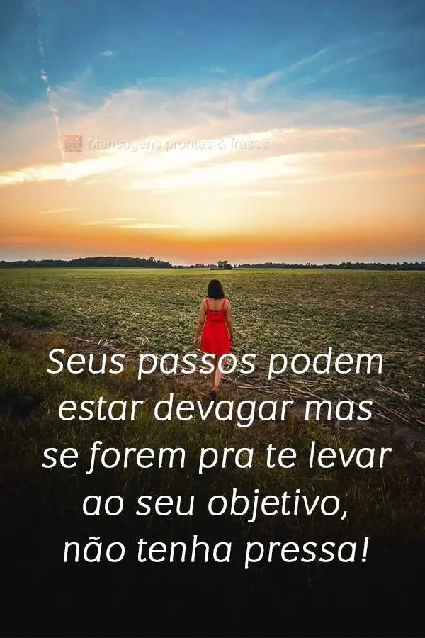 Seus passos podem estar devagar mas se forem pra te levar ao seu objetivo, não tenha pressa!