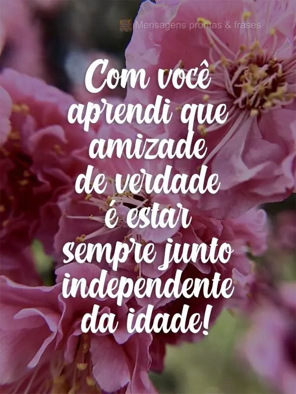 Com você aprendi que amizade de verdade é estar sempre junto, independente da idade!