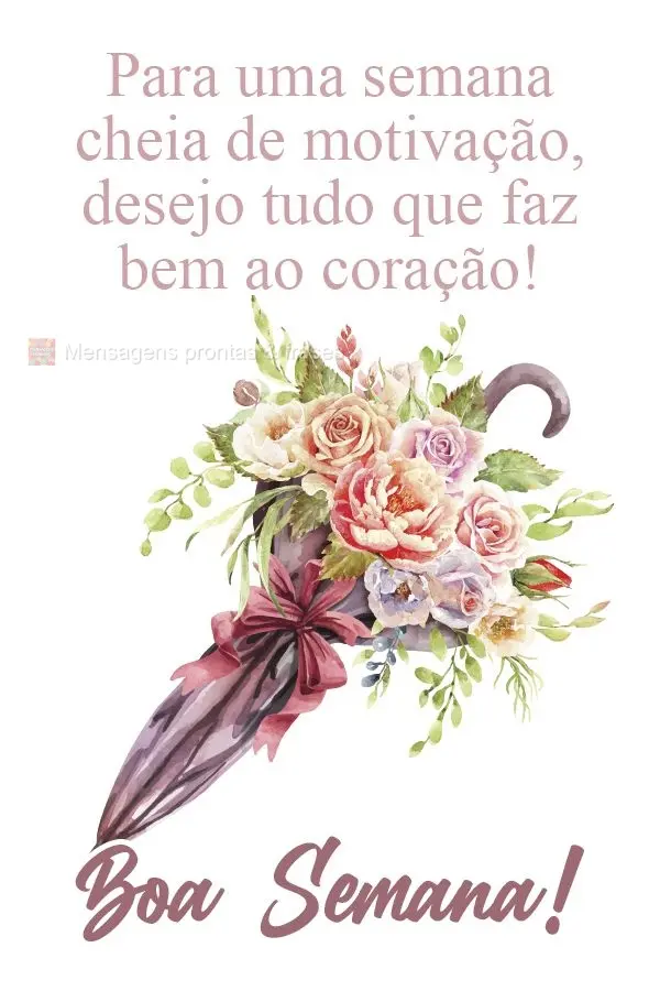 Para uma semana cheia de motivação, desejo tudo que faz bem ao coração!  Boa Semana!