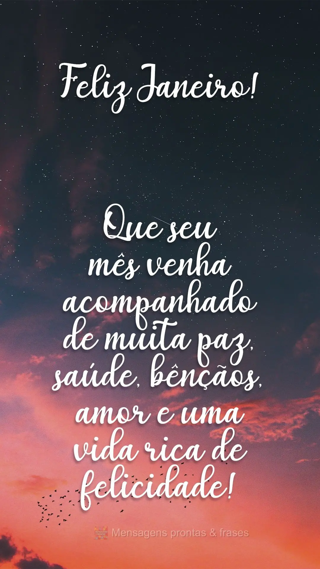 Que seu mês venha acompanhado de muita paz, saúde, bênçãos, amor e uma vida rica de felicidade!  Feliz Janeiro!