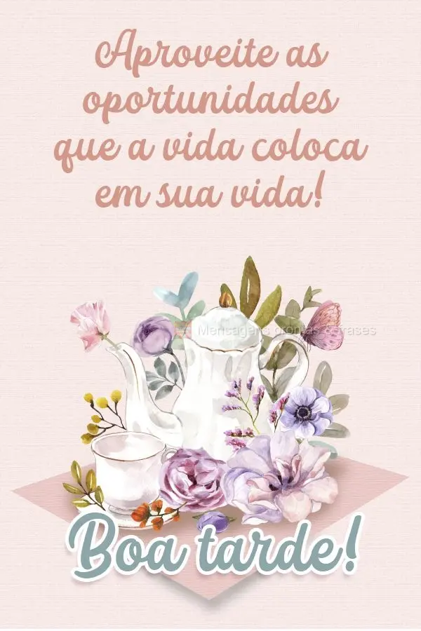 Aproveite as oportunidades que a vida coloca em sua vida! Boa tarde! 