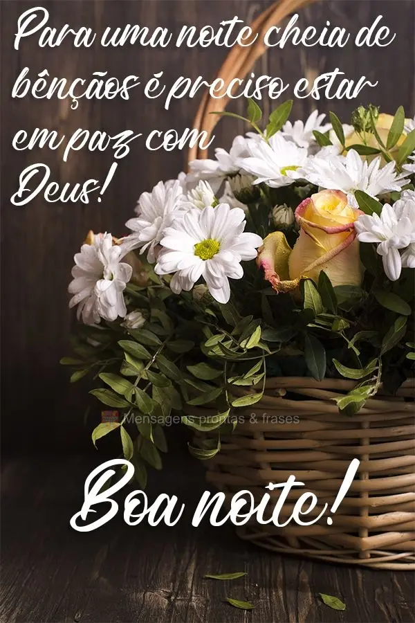 Para uma noite cheia de bênçãos é preciso estar em paz com Deus!  Boa noite!