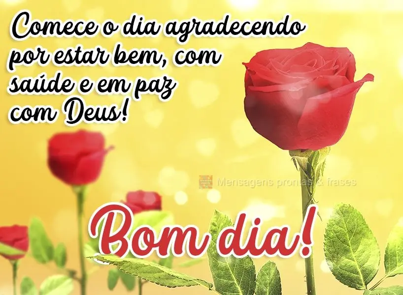 Comece o dia agradecendo por estar bem, com saúde e em paz com Deus! Bom dia! 