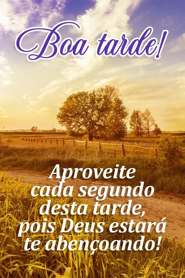 Aproveite cada segundo desta tarde, pois Deus estará te abençoando! Boa tarde! 