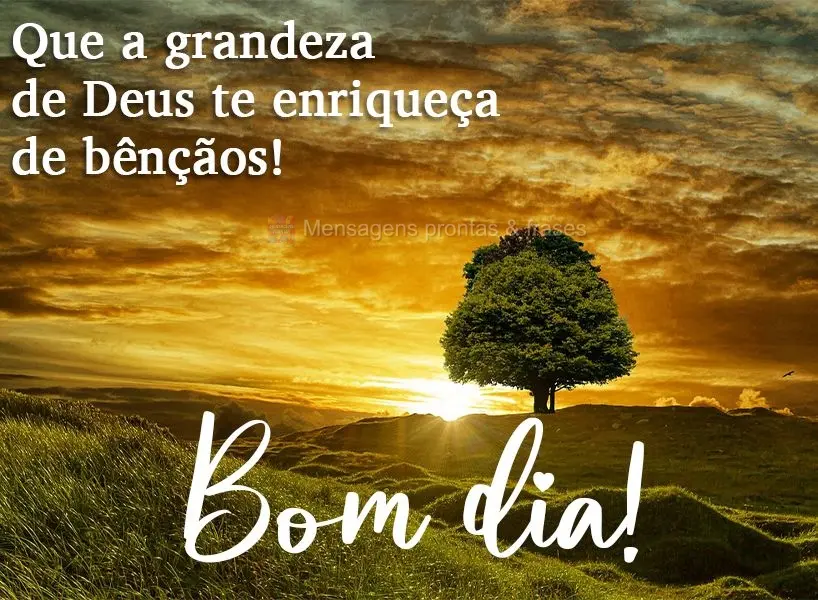 Que a grandeza de Deus te enriqueça de bênçãos! Bom dia! 