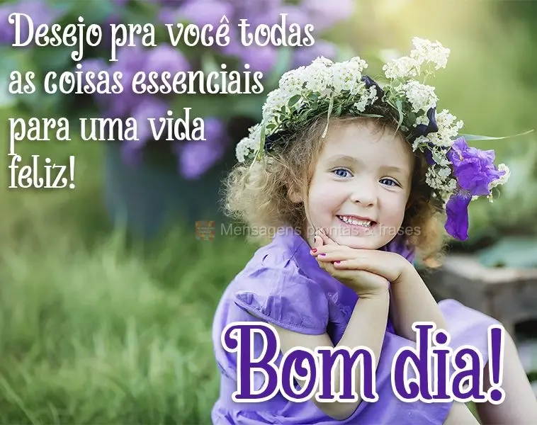Desejo pra você todas as coisas essenciais para uma vida feliz! Bom dia! 