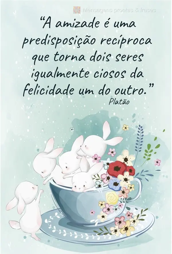 “A amizade é uma predisposição recíproca que torna dois seres igualmente ciosos da felicidade um do outro.” Platão