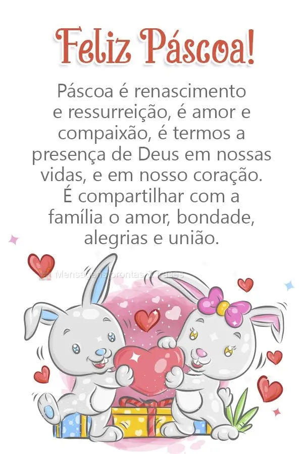 Páscoa é renascimento e ressurreição, é amor e compaixão, é termos a presença de Deus em nossas vidas e em nosso coração. É compartilhar com a...