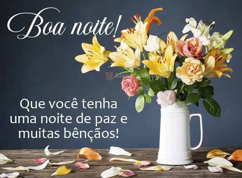 Que você tenha uma noite de paz e muitas bênçãos! Boa noite! 