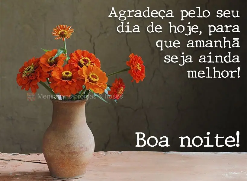 Agradeça pelo seu dia de hoje, para que amanhã seja ainda melhor!  Boa noite!