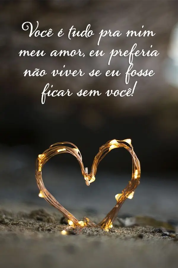 Você é tudo pra mim, meu amor! Eu preferia não viver se eu fosse ficar sem você!