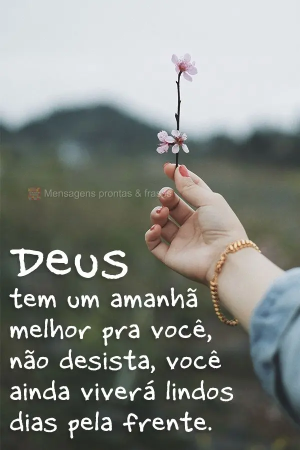 Deus tem um amanhã melhor pra você. Não desista, você ainda viverá lindos dias pela frente.