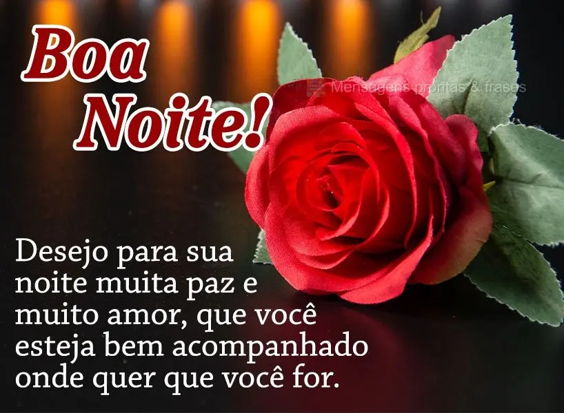 Desejo para sua noite muita paz e muito amor. Que você esteja bem acompanhado onde quer que você for. Boa noite!