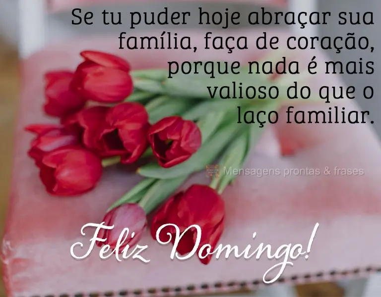 Se você puder hoje abraçar sua família faça de coração, porque nada é mais valioso do que o laço familiar. Feliz Domingo!