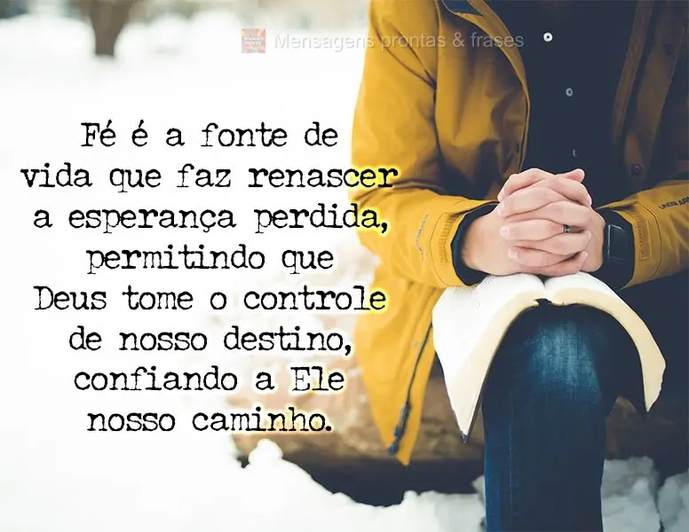 Fé é a fonte de vida que faz renascer a esperança perdida, permitindo que Deus tome o controle de nosso destino, confiando a Ele nosso caminho.