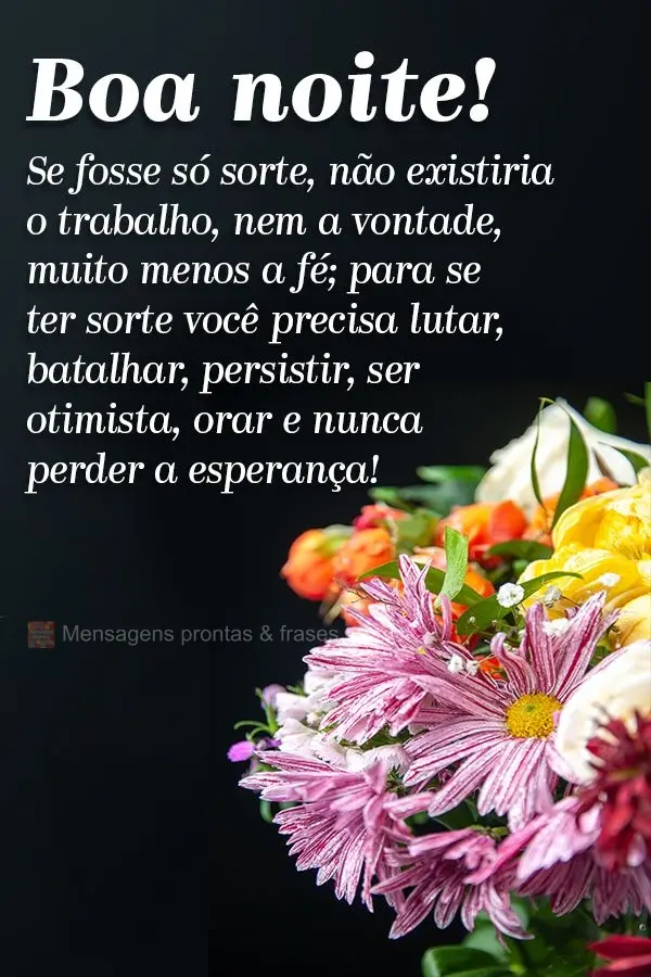 Se fosse só sorte, não existiria o trabalho, nem a vontade, muito menos a fé; para se ter sorte você precisa lutar, batalhar, persistir, ser otimista...