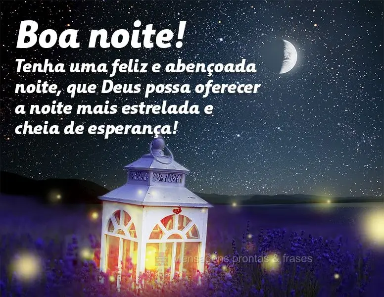 Tenha uma feliz e abençoada noite, que Deus possa oferecer a noite mais estrelada e cheia de esperança! Boa noite!