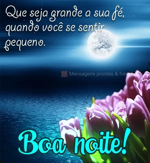 Que seja grande a sua fé, quando você se sentir pequeno. Boa noite!