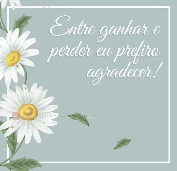 Entre ganhar e perder eu prefiro agradecer!