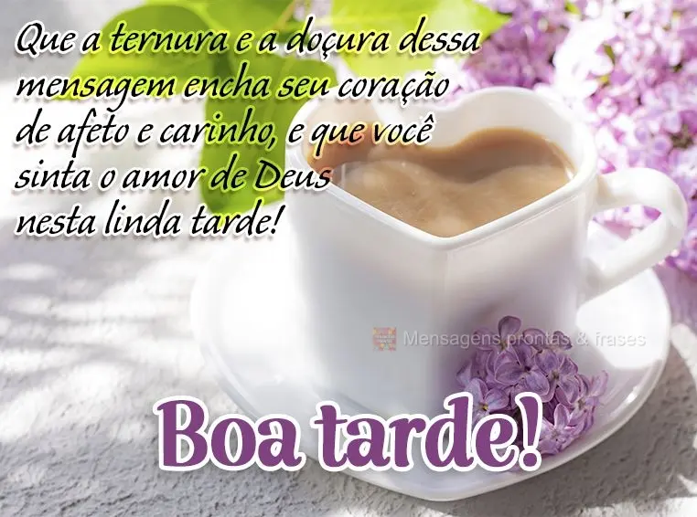 Que a ternura e a doçura dessa mensagem encha seu coração de afeto e carinho, e que você sinta o amor de Deus nesta linda tarde! Boa tarde!